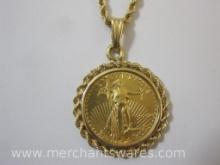 United States Gold Five Dollar Coin with 14K Gold Pendant and Matching 14K Gold Necklace, 12.2 g