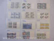 Twelve Blocks of Four US Postage Stamps including 10c Rural America (1505 & 1506), 10c Sky Lab