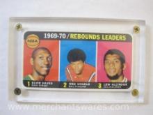 1969-70 NBA Rebounds Leaders Topps Trading Card including Elvin Hayes, Wes Unseld, and Lew Alcindor