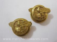 Two Gold Tone Ruptured Duck Lapel Buttons for Honorable Discharge