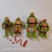 Four Michelangelo Teenage Mutant Ninja Turtles Figures including 2014 Mutations Michelangelo, 2015