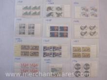 Twelve Blocks of US Postage Stamps including 10c 75th Anniversary VFW (1525), 2c National Parks