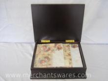 Dark Brown Wood Look Box with Stationary Set