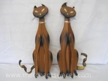 Two Cool Cats, Wooden MCM Cat Wall Hangings made by ROMM Mafg Co in Brooklyn NY,
