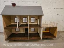 Large Wooden Colonial Style Doll House Approx 48" W 42"H AS IS