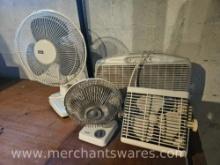 Four Electric Fans, Includes Marvin Window Fan, See Pictures