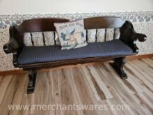 Solid Wood Bench, Includes Cushion and Pillow 57"Wx30"Hx13"D