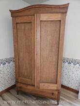 Oak Storage Cabinet with Drawer, CONTENTS NOT INCLUDED