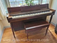 Wurlitzer Piano and Bench 58Wx38Hx24D