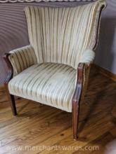 Neutral Striped Vintage Arm Chair