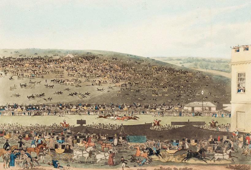 By and After James Pollard (1792-1867) EPSOM RACES colour aquatint, Derby D