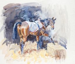 Peter Biegel (1913-1988) 'ARKLE' AT KEMPTON PARK signed, inscribed with tit