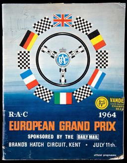 Jim Clark & Stirling Moss signed Brands Hatch 1964 European Grand Prix prog
