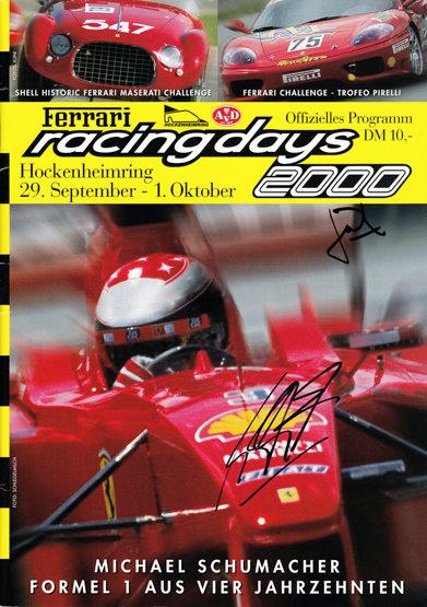 Michael Schumacher and Jean Todt signed Ferrari Racing Days 2000 programme,