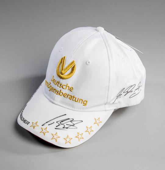 Michael Schumacher signed 'Seven-Star' DVAG cap, his marker pen signature u