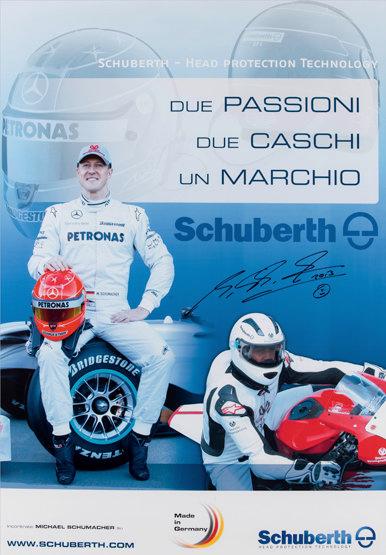 Michael Schumacher-signed large poster, an Italian promotional edition titl
