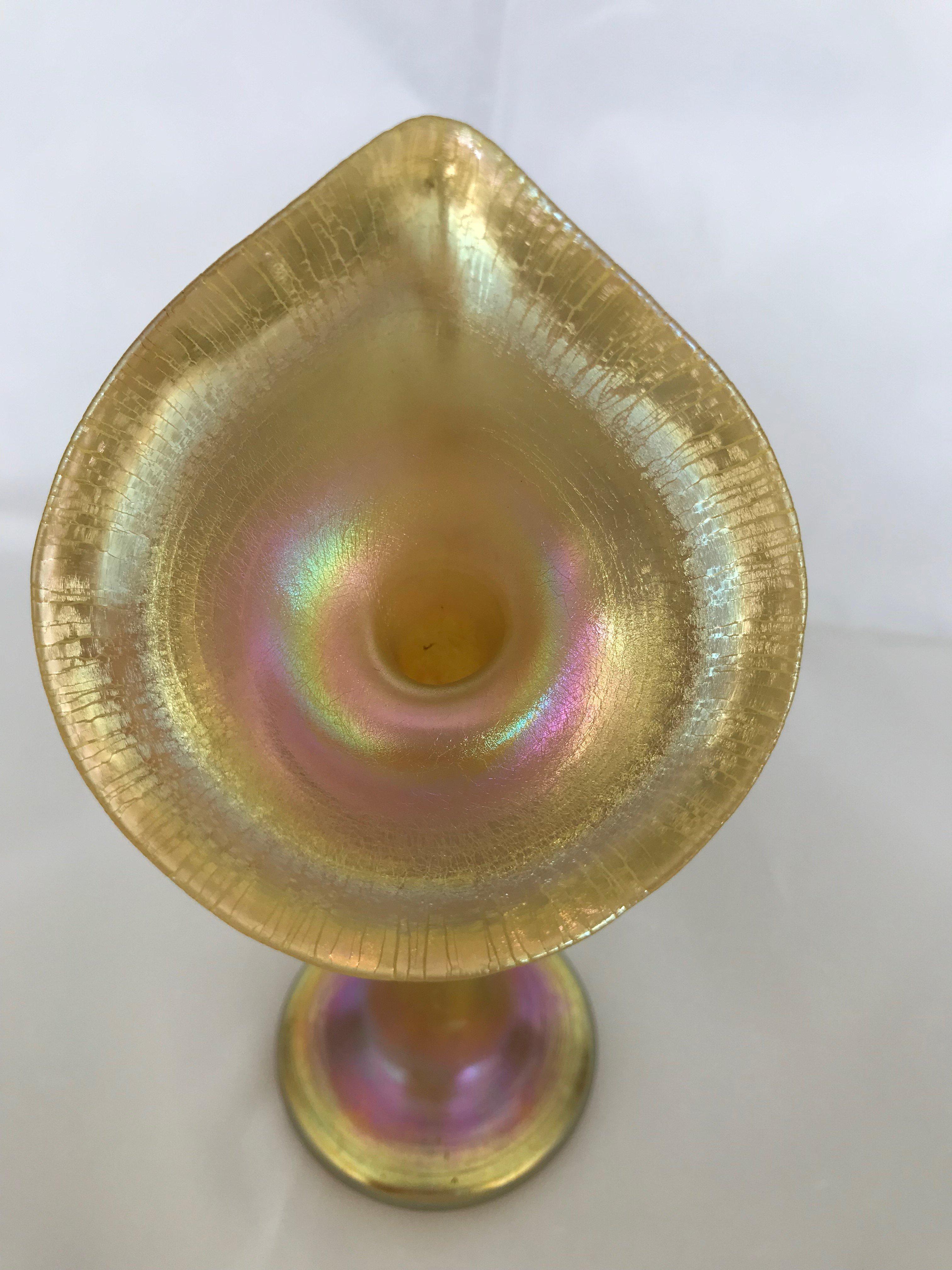 Steuben Gold Aurene Jack in the Pulpit vase