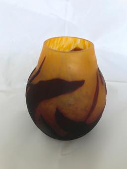Daum Nancy miniature carved cameo vase