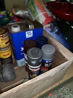 Wood Crate with Minwax, Stains, watco Danish Oil and Assorted Spray Paint