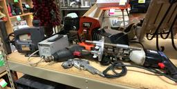 Large Tool Lot- Jig saw, Drills, Air Tools, Shop Lite etc- what you see is what you can