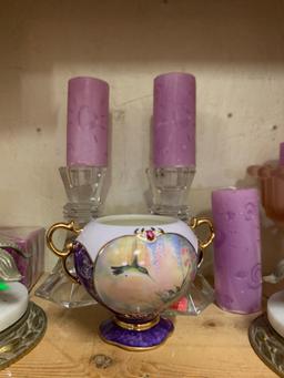 "Garden Whispers" Heirloom Porcelain #Cole 77 and Candles and Holders