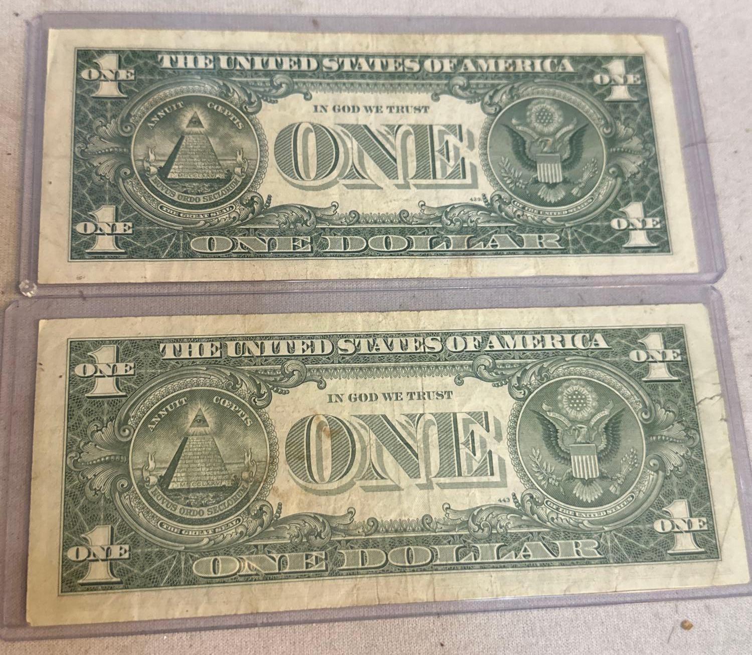 Two $1 Silver Certificates 1957B