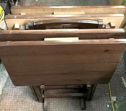 Set of 4 Wood Tv Trays with Holder