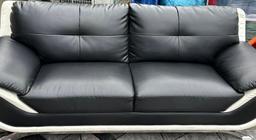 Modern Black and White Faux Leather Sofa with Chrome Legs
