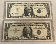 Two $1 Silver Certificates 1957B