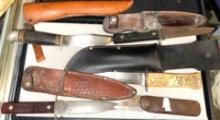 Vintage Fixed Blade Knife Lot Including JC Higgins- Imperial etc
