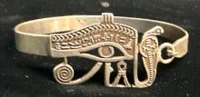Sterling Silver Egyptian Pharaoh eye of Horus RA Bracelet (With Hallmark Stamp)