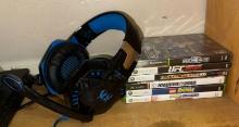 6 XBOX 360 Video Games and Kotion Each G2000 Gaming Headset