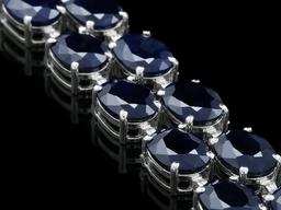 14k Gold 53.5ct Sapphire 0.60ct Diamond Bracelet