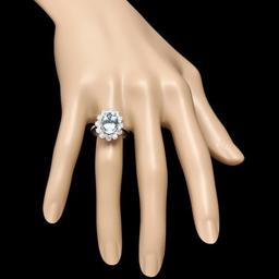14k Gold 3.00ct Aquamarine 1.25ct Diamond Ring