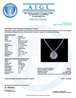 14k 53.00ct Tanzanite 5.20ct Diamond Necklace