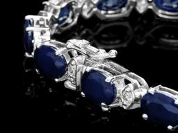 14k Gold 25ct Sapphire 0.80ct Diamond Bracelet