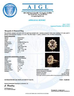 14K Gold 3.53ct Morganite 1.45ct Diamond Ring