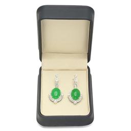 14K Gold 17.86ct Jadeite 1.92cts Diamond Earrings
