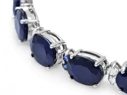 14k Gold 36ct Sapphire .70ct Diamond Bracelet