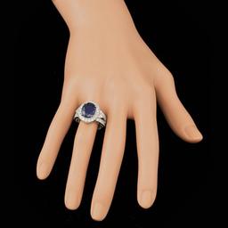 14k Gold 6.50ct Sapphire 1.60ct Diamond Ring