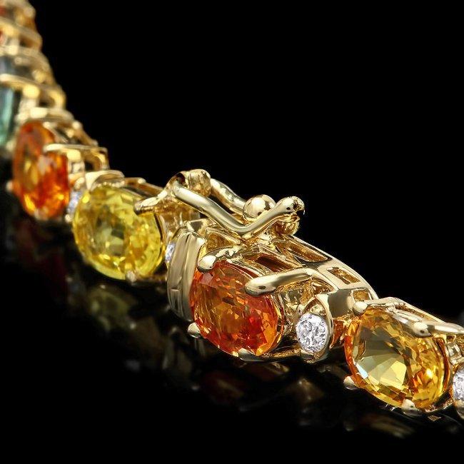 14k Gold 33.00ct Sapphire 1.70ct Diamond Necklace
