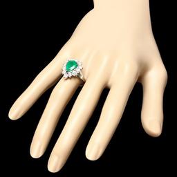 14k White Gold 2.70ct Emerald 1.50ct Diamond Ring