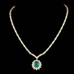 18k Gold 5.00ct Emerald 14.85ct Diamond Necklace