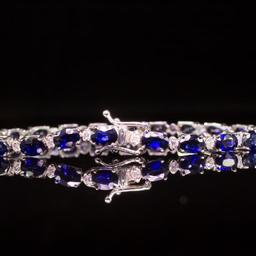 14K Gold 9.40ct Sapphire 0.70ct Diamond Bracelet