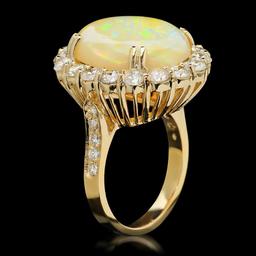 14K Gold 8.38ct Opal & 2.60ct Diamond Ring