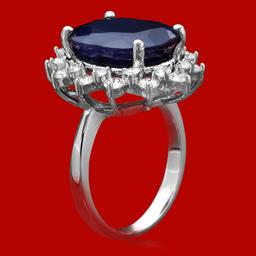 14k Gold 10.57ct Sapphire 1.77ct Diamond Ring