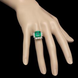 18K Gold 5.07 Emerald 2.20 Diamond Ring