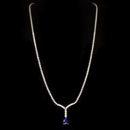 18k Gold 1.61ct Sapphire 4.20ct Diamond Necklace