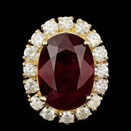 14k Yellow Gold 16.00ct Ruby 2.20ct Diamond Ring