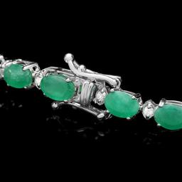 14k Gold 11.50ct Emerald 0.65ct Diamond Bracelet